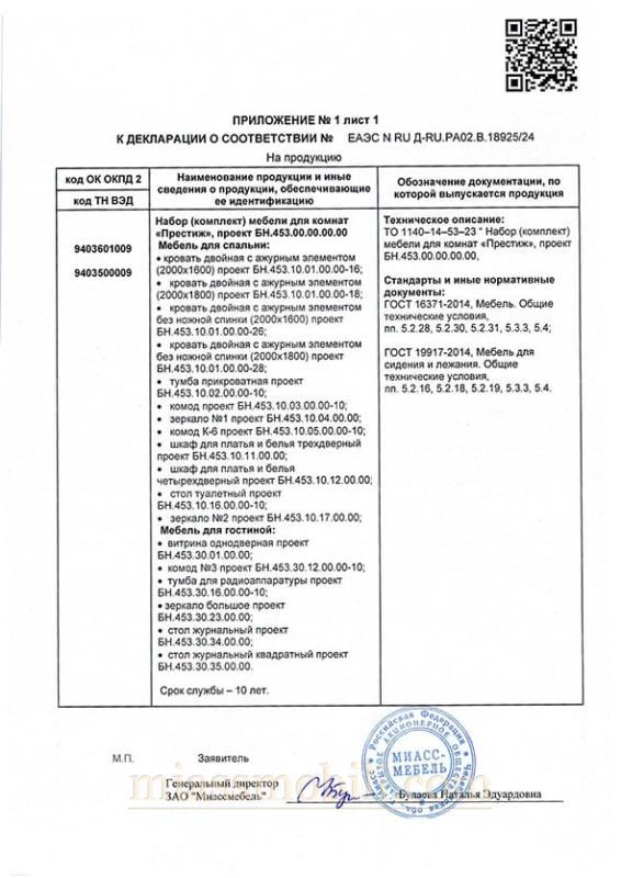 Приложение лист 1 Престиж