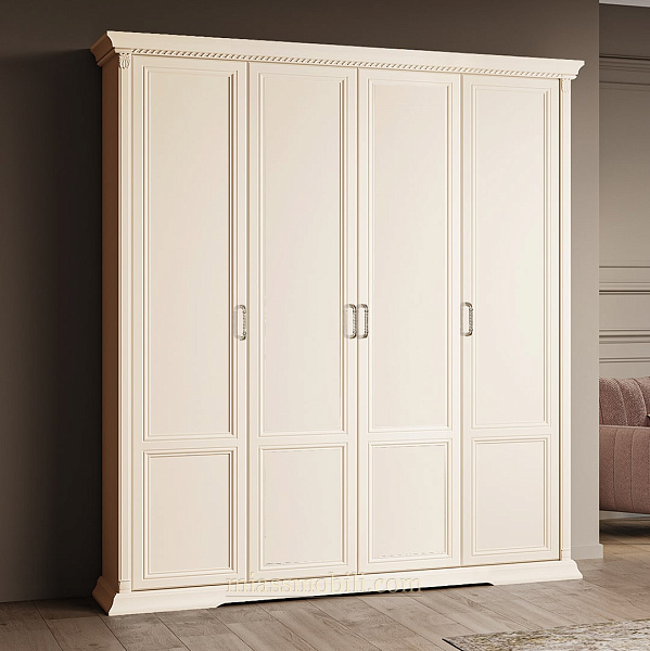 Шкаф 4-х дв. Lorenzo вуаль для платья и белья без зеркал