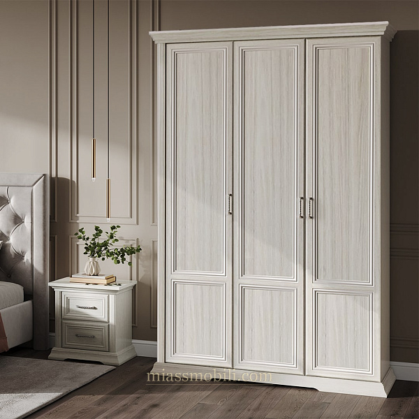 Шкаф 3-х дв. Lorenzo дуб сторсанд для платья и белья без зеркала