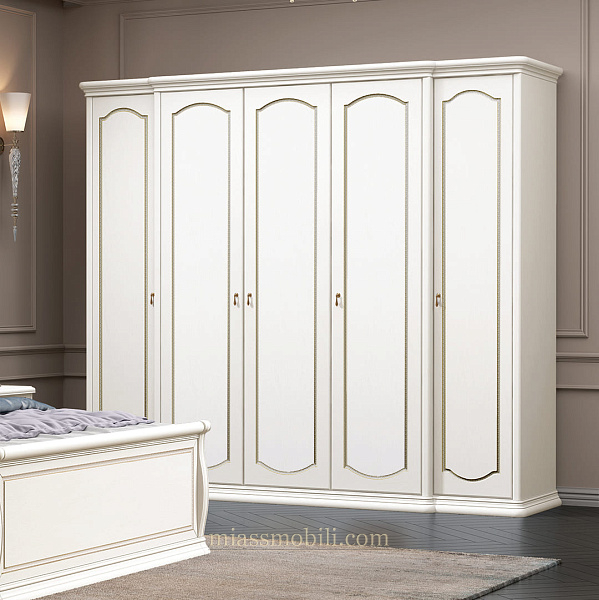Шкаф 5-ти дв. Luigi цвет белый для платья и белья без зеркал
