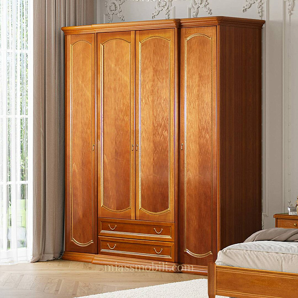 Шкаф 4-х дв. для платья и белья с ящиками без зеркал